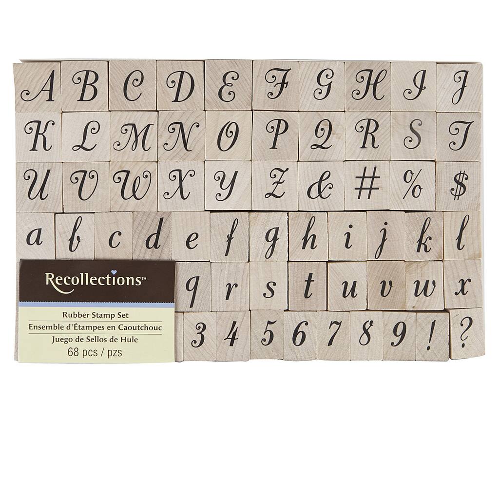 Recollections Wood Stamp Script Alphabet Numbers Set